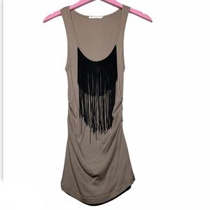 Laquette Long Fringe Tank Top Ruched Waist